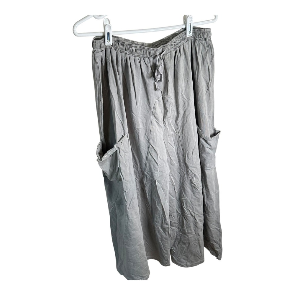 Yes And Elastic Waist Drawstring Wide‎ Leg Pants M Gray Organic Cotton Blend